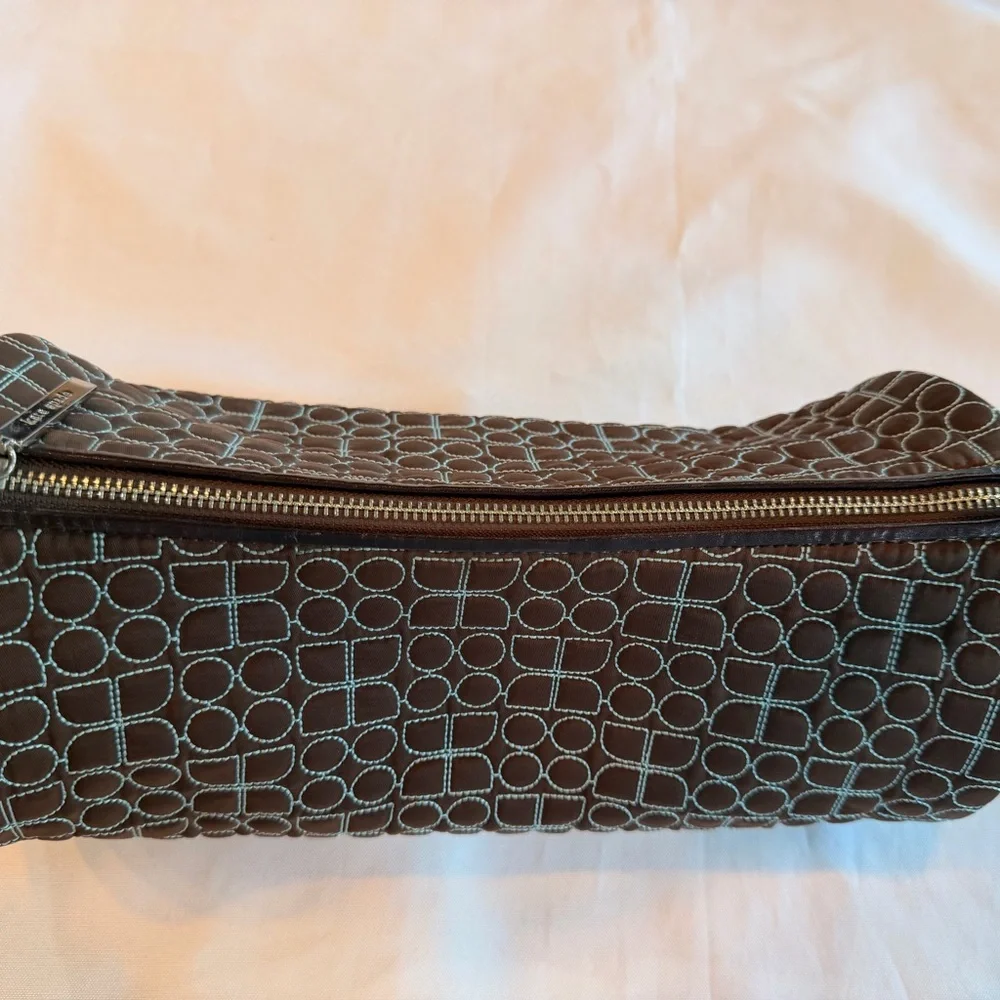 Vintage Kate Spade Dot Noel Baguette Round Shoulder Bag in Brown and Teal - Picture 4 of 12